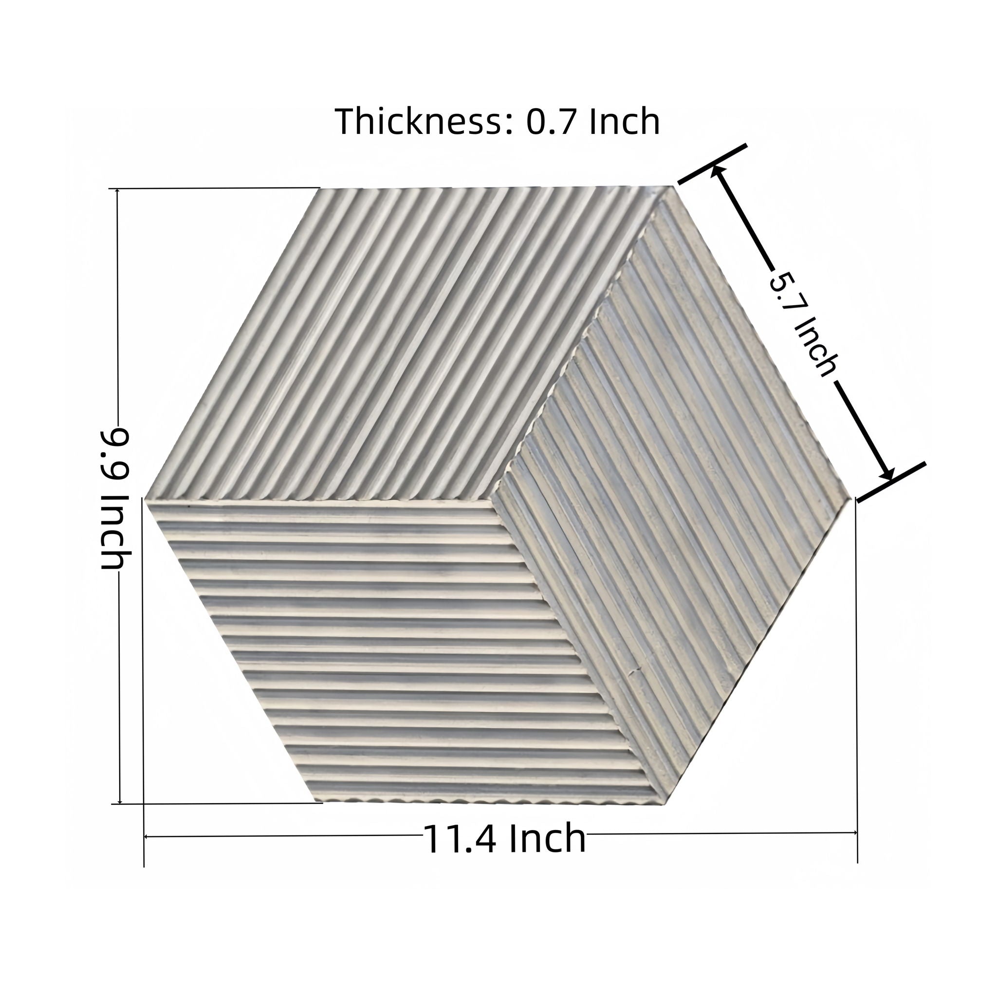 Hexagon Natural Stone Marble Tile, 3D Fluted (Set of 12)