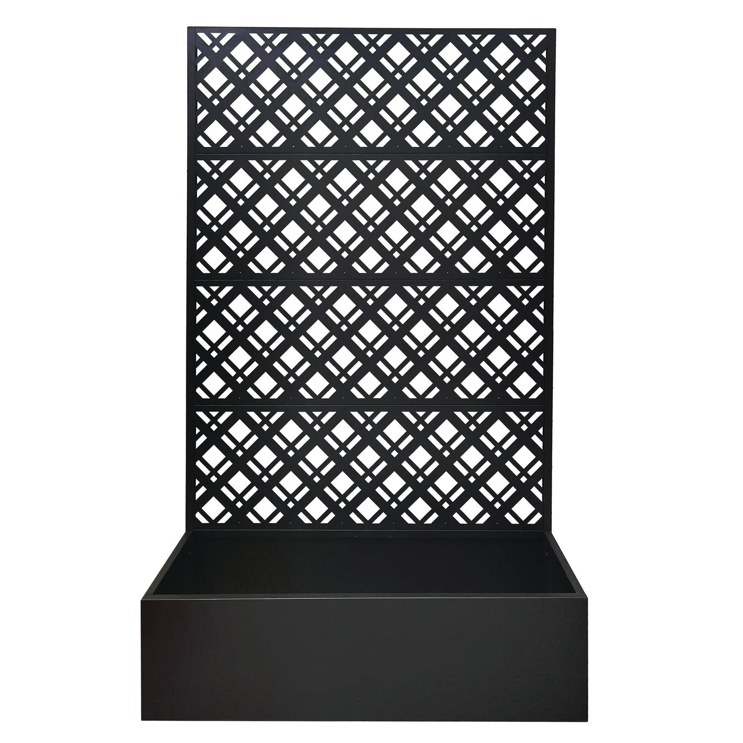 Rhombus Planter Raised Garden Bed With Trellis For Climbing Plants - Black