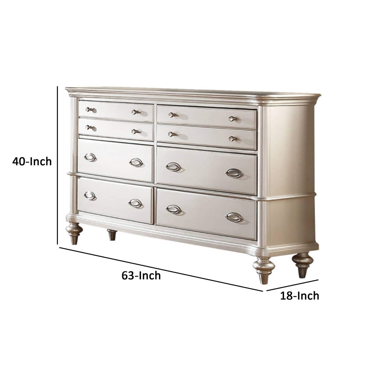 Bedroom Dresser Only, Storage Drawers Furniture - Silver / Silver / Gray