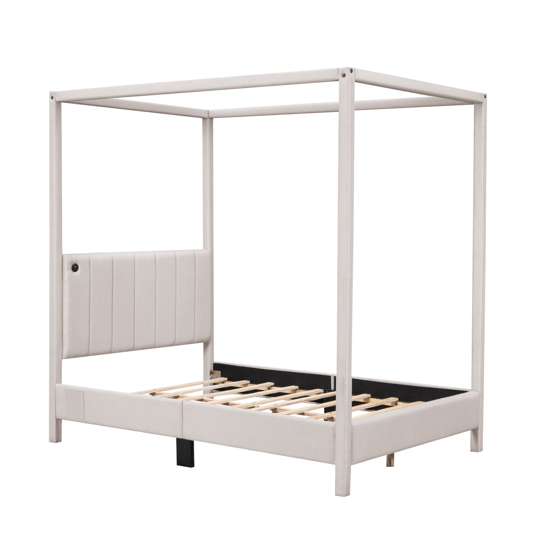 Canopy Platform Bed With USB And Type-C Ports