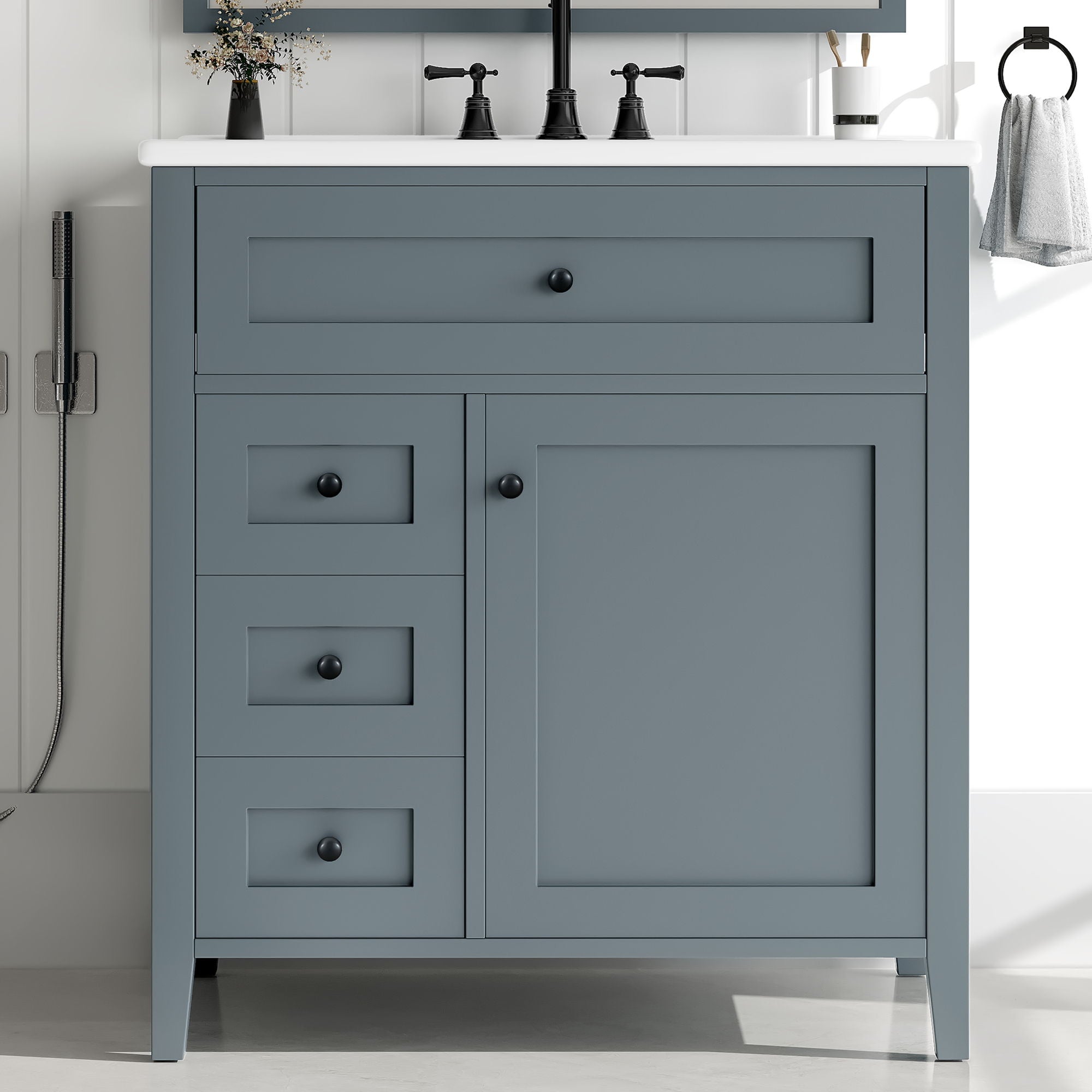 Modern Bathroom Vanity With Sink, 3 Drawers And Adjustable Shelf