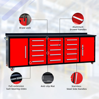 Storage Cabinet With Work Bench (15 Drawers &amp; 2 Cabinets)