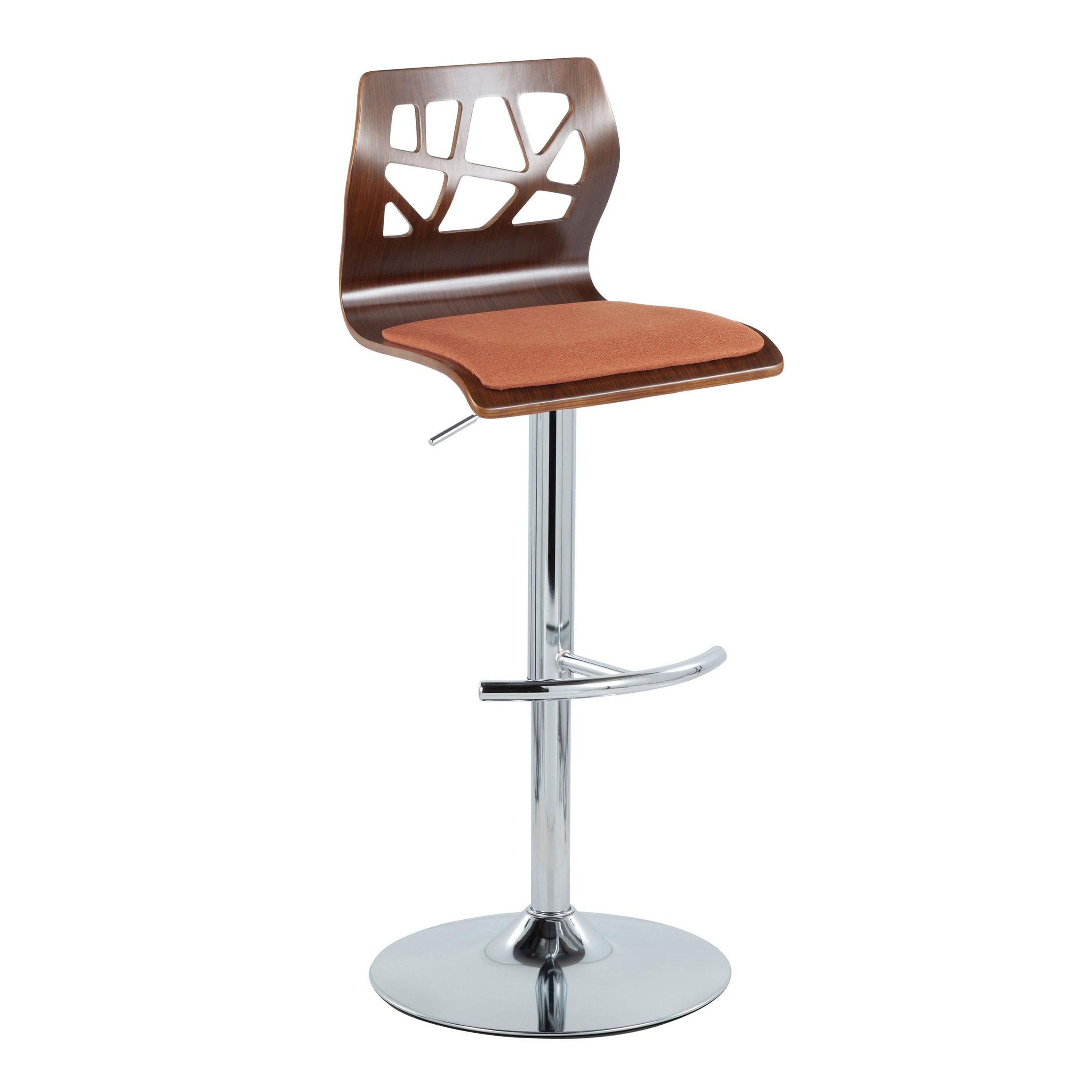 Folia - Mid Century Modern Adjustable Barstool &amp; Swivel With Rounded T Footrest (Set of 2)