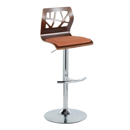 Folia - Mid Century Modern Adjustable Barstool &amp; Swivel With Rounded T Footrest (Set of 2)