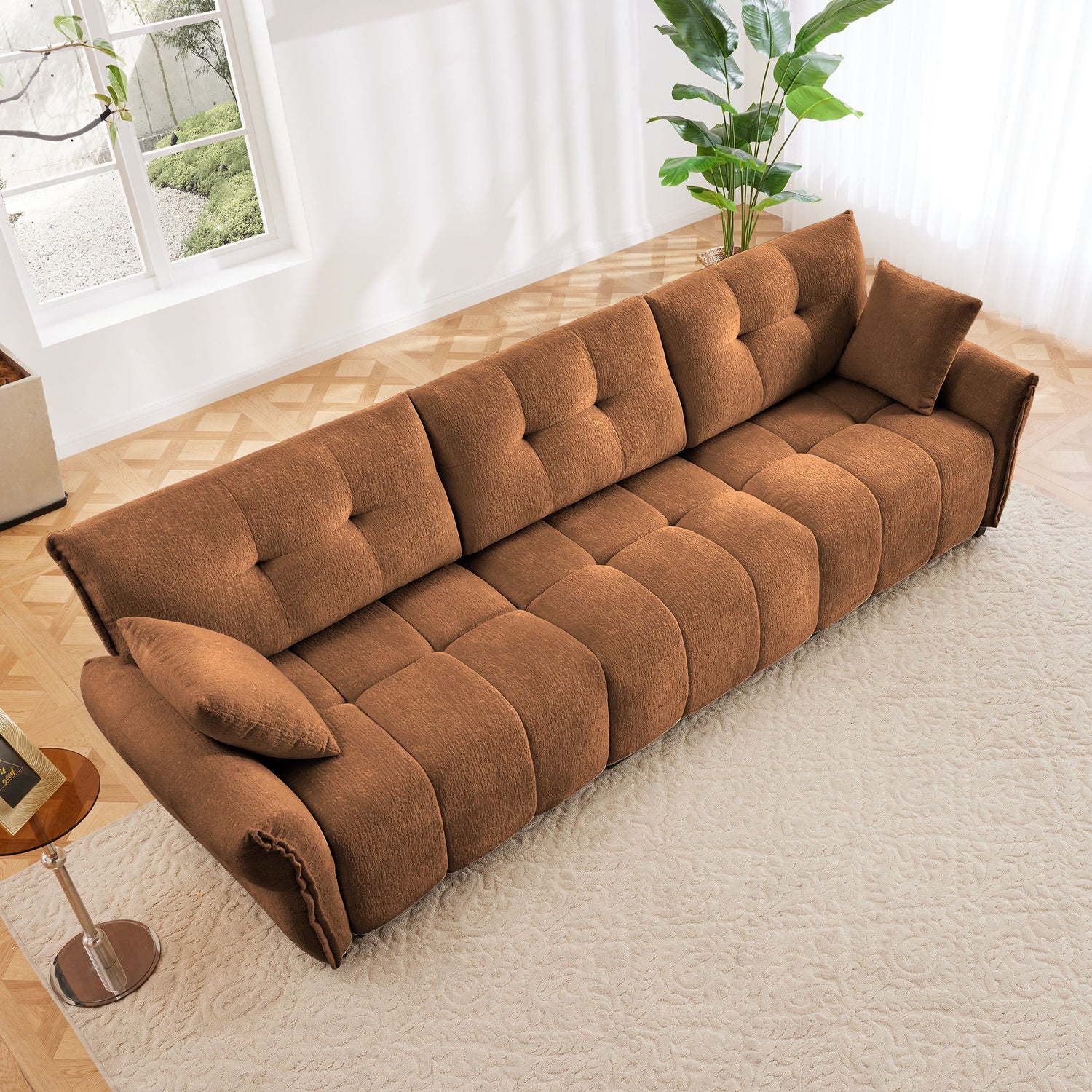 Modern Sofa &amp; Pillows, Textured Cover, High Rebound Cushions