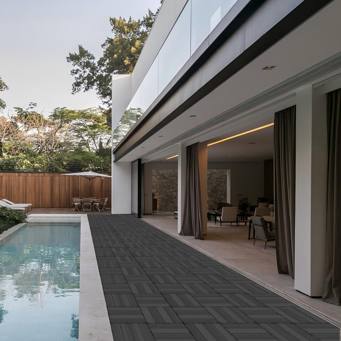 DIY Interlocking Deck Tiles Waterproof Outdoor And Indoor Flooring - Gray
