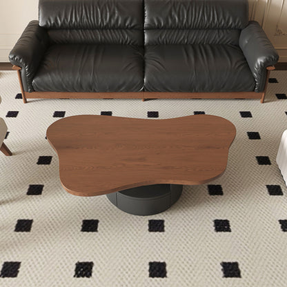 Cloud Coffee Table With 2 Drawers &amp; Multi Layer Storage - Dark Walnut / Matt Black