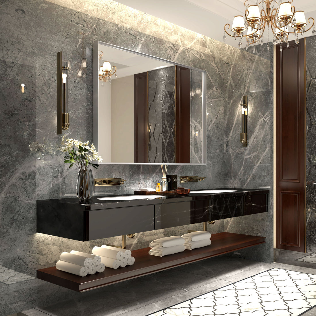 40X30&quot; Silver Rectangular Wall-Mounted Beveled Bathroom Mirror, Square Angle Metal Frame Wall Mounted Bathroom Mirrors For Wall (Horizontal &amp; Vertical) - Silver