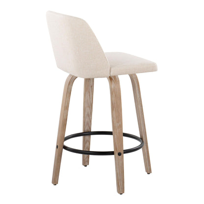 Toriano - Contemporary Fixed-Height Counter Stool &amp; Swivel With Round Footrest (Set of 2)