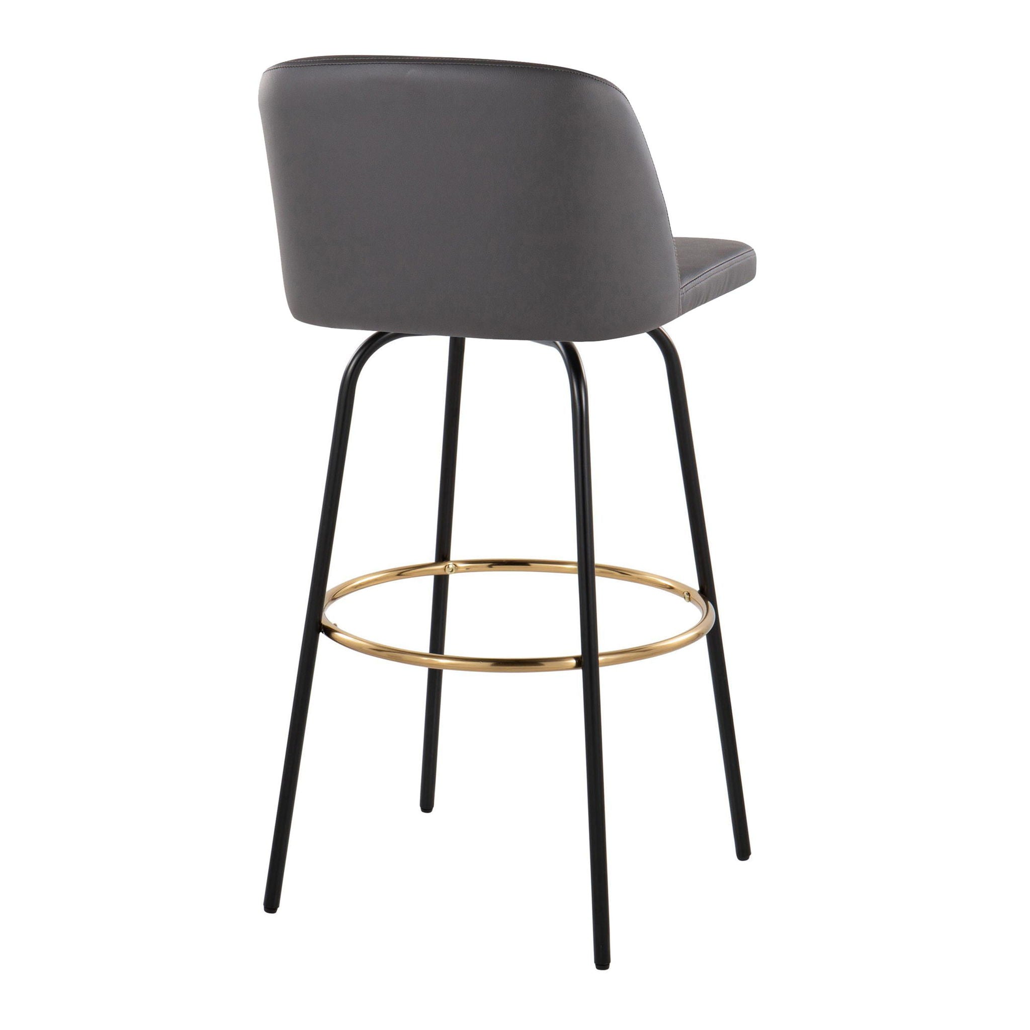 Toriano - Contemporary Fixed Height, Barstool With Swivel &amp; Round Footrest (Set of 2)