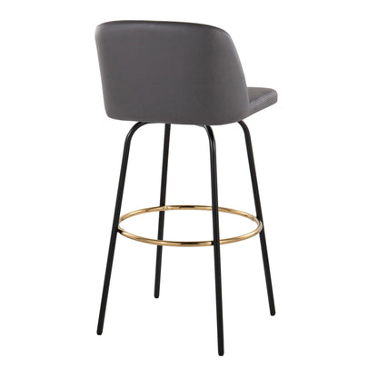 Toriano - Contemporary Fixed Height, Barstool With Swivel &amp; Round Footrest (Set of 2)