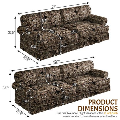 Luxuriously Comfortable Cloud Couch With Elegant Rolled Arms &amp; Pleated Skirt Design