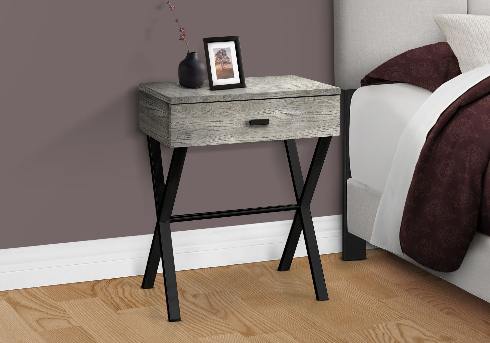 Accent Side X Table, Storage Drawer, Contemporary &amp; Modern