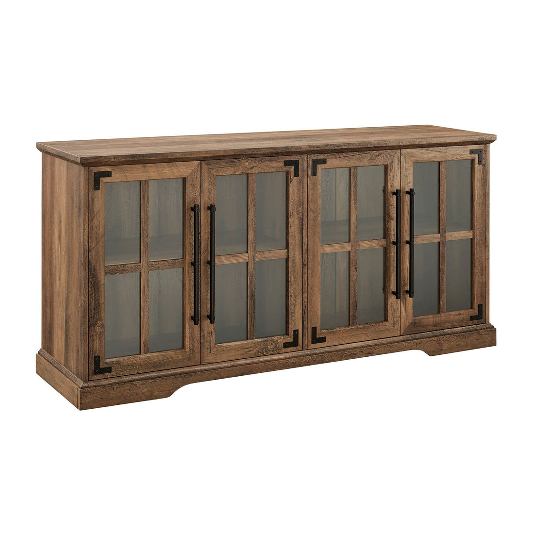 Modern Farmhouse Two Tone Windowpane Glass Door TV Stand For TVs Up To 65&quot;
