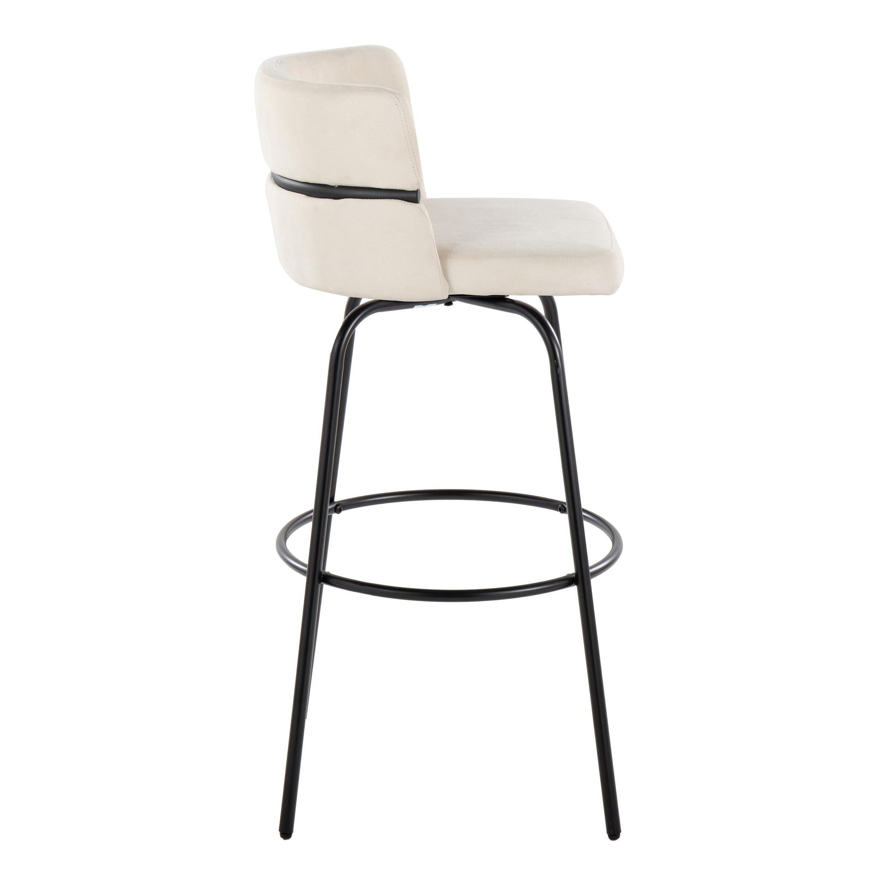 Cinch - Glam / Art Deco Fixed Height Barstool With Swivel &amp; Round Footrest (Set of 2)