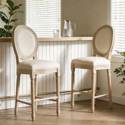French Country Bar Chairs &amp; Round Back (Set of 2)