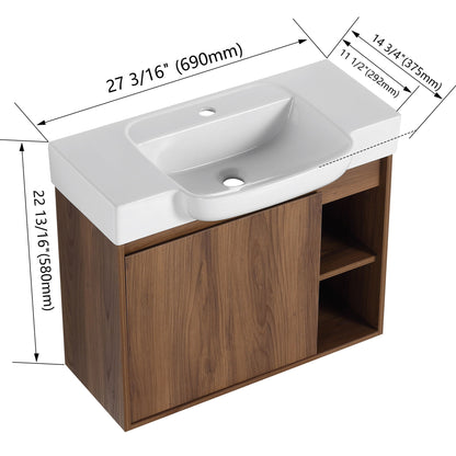 Wall Mounted Bathroom Vanity With Sink &amp; Soft Close Door