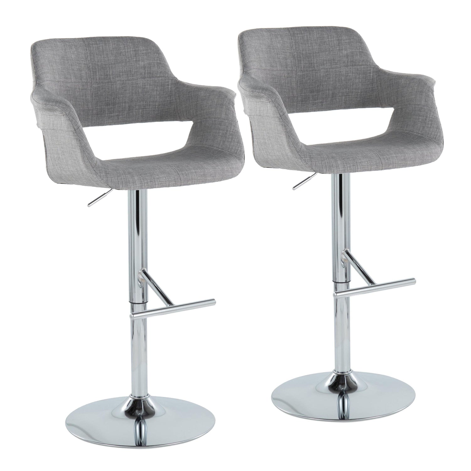 Vintage Flair - Mid Century Modern Adjustable Barstool &amp; Straight T Footrest (Set of 2)