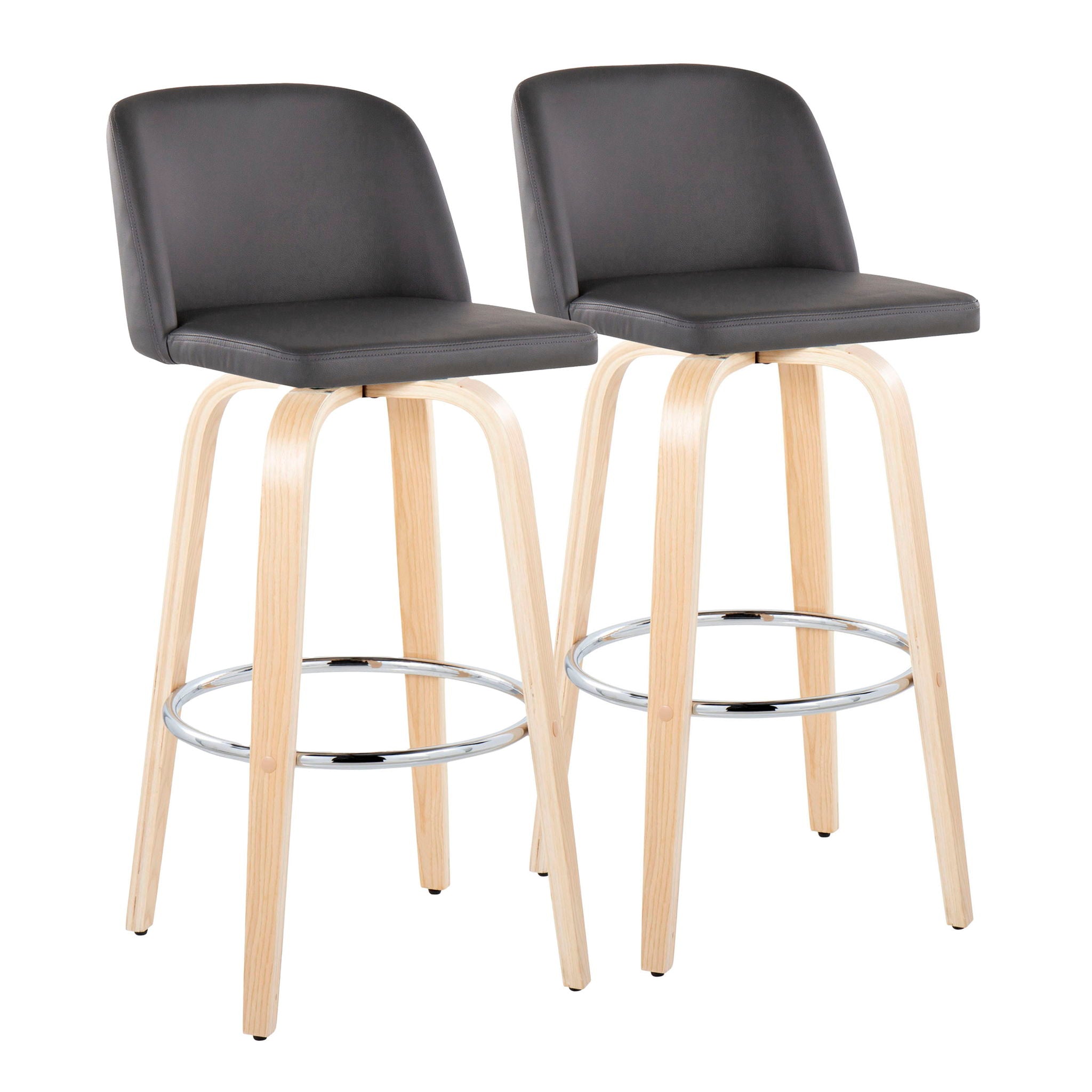Toriano - Contemporary Fixed Height Barstool &amp; Swivel With Round Footrest (Set of 2)