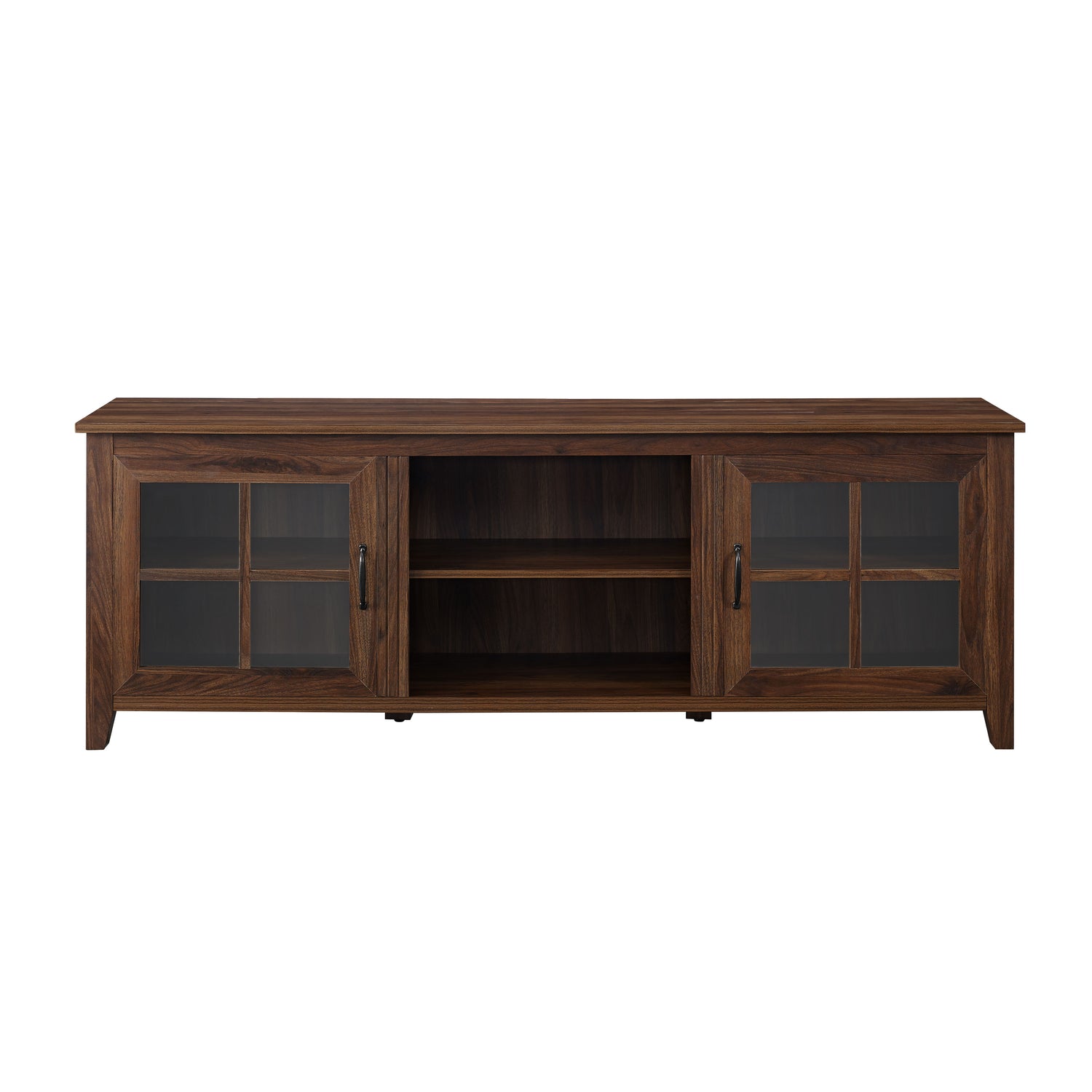 Modern Farmhouse 2 Door Glass Windowpane 70&quot; TV Stand For 80&quot; TVs