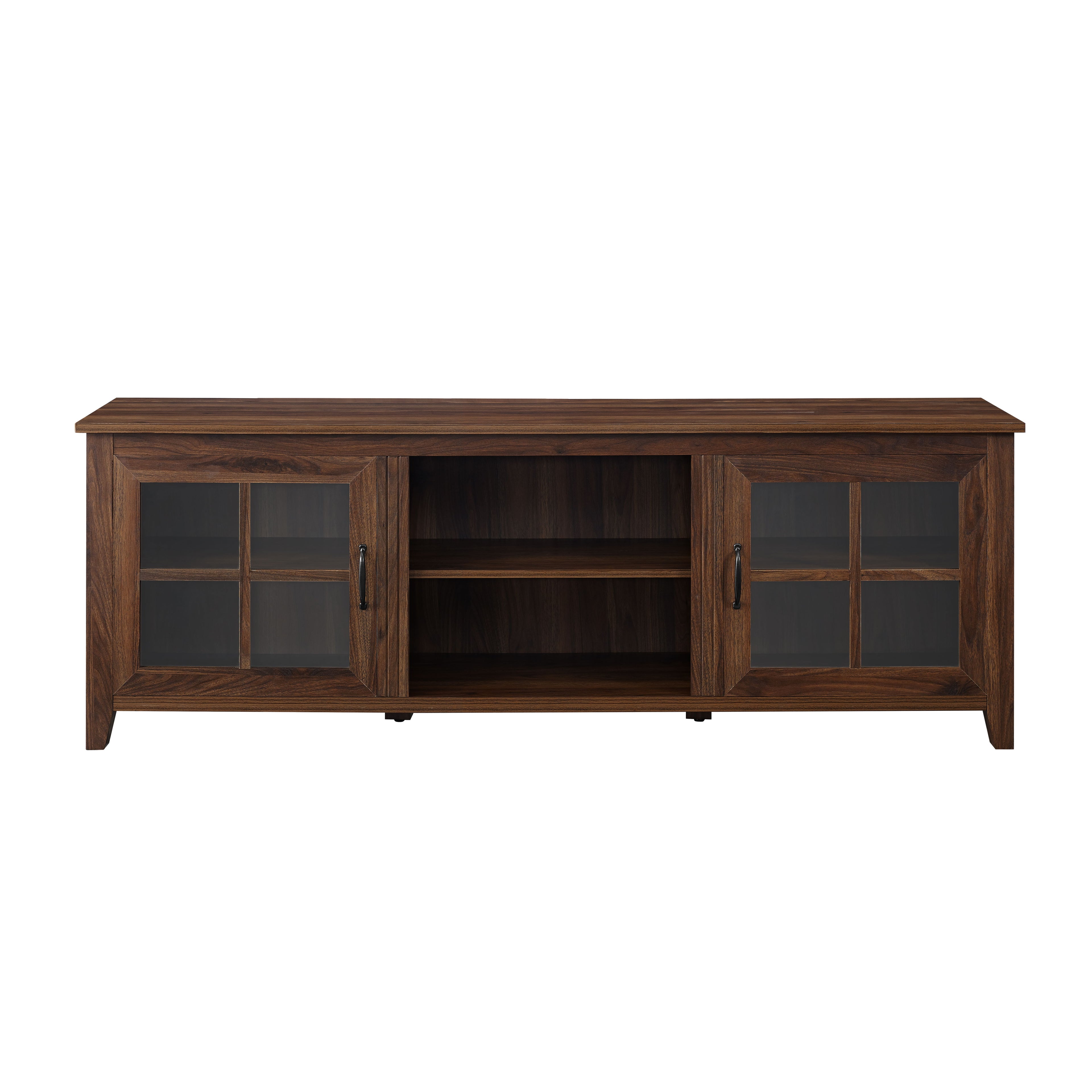 Modern Farmhouse 2 Door Glass Windowpane 70&quot; TV Stand For 80&quot; TVs