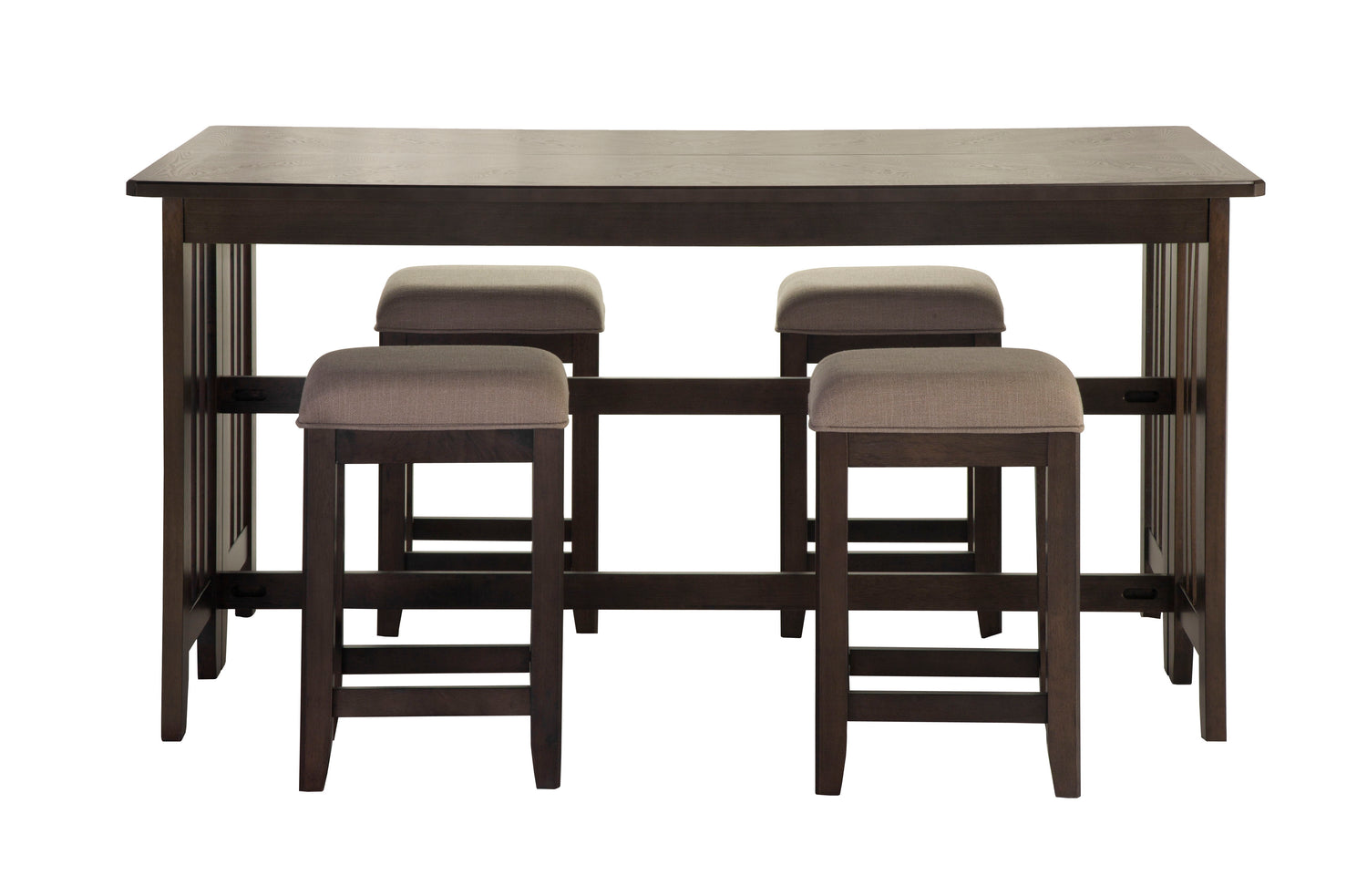 Drop Leaf Table &amp; 4 Stools - Dark Brown