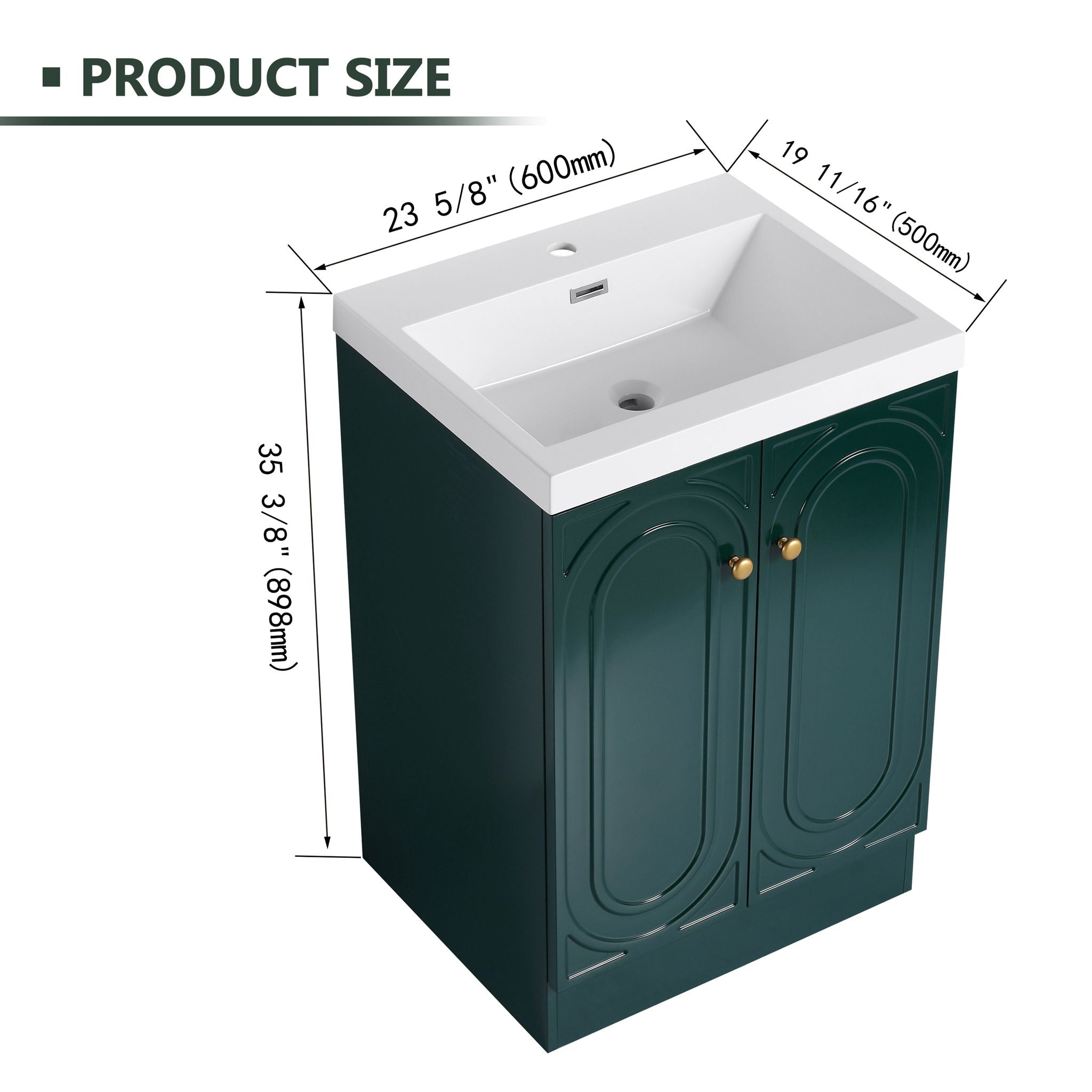 Contemporary Freestanding Bathroom Vanity With Resin Sink &amp; Soft-Close Cabinet Doors