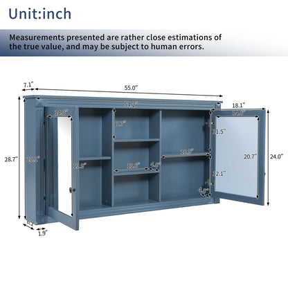 Modern Wall-Mount 2 In 1 Mirror Cabinet With Adjustable Shelves, Soft-Closing Hinges