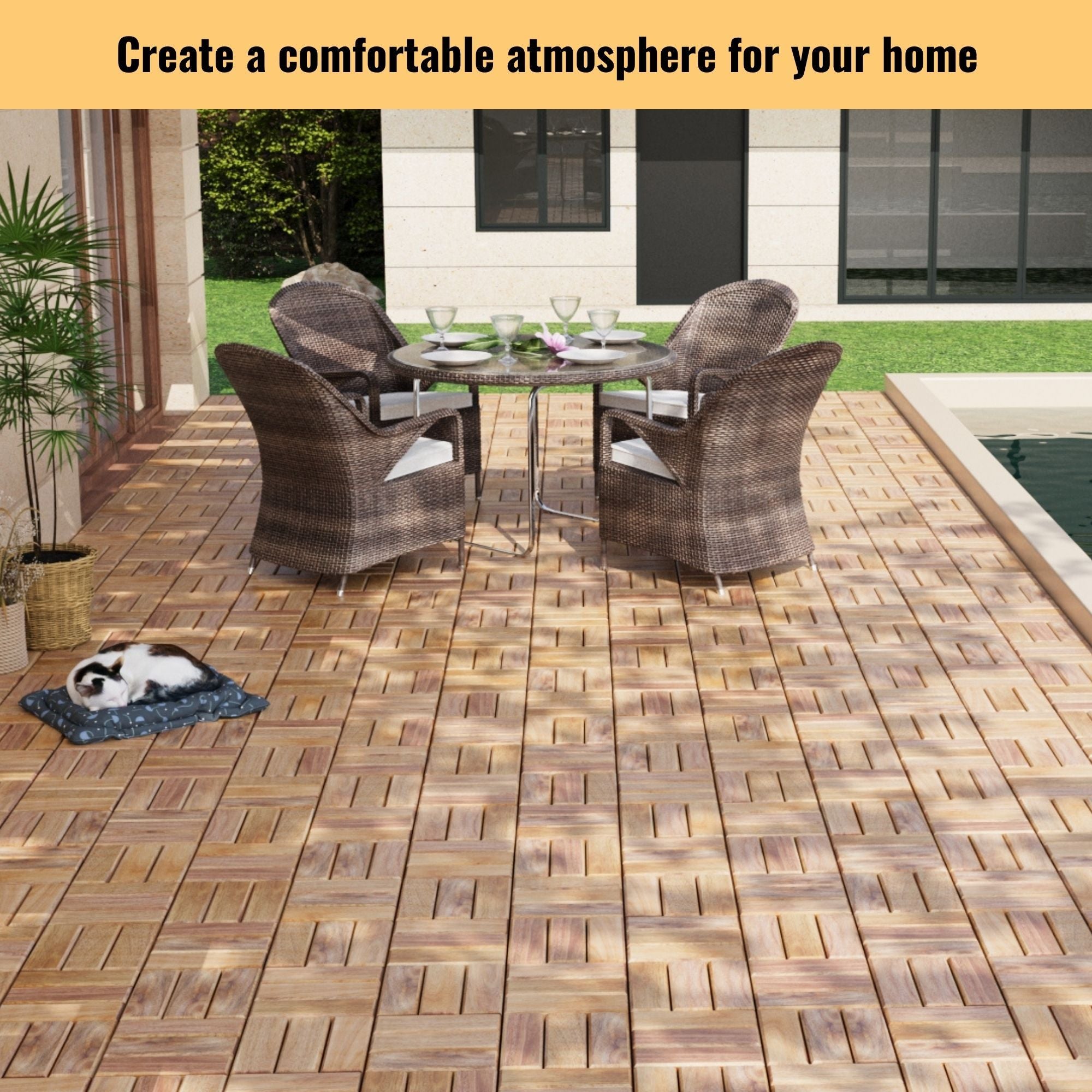 12&quot; X 12&quot; Interlocking Deck Tiles Checker Pattern