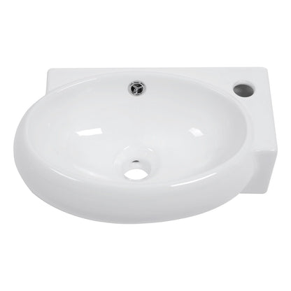 Modern Aesthetic Rectangle Wall Mount Bathroom Sink With Single Faucet Hole