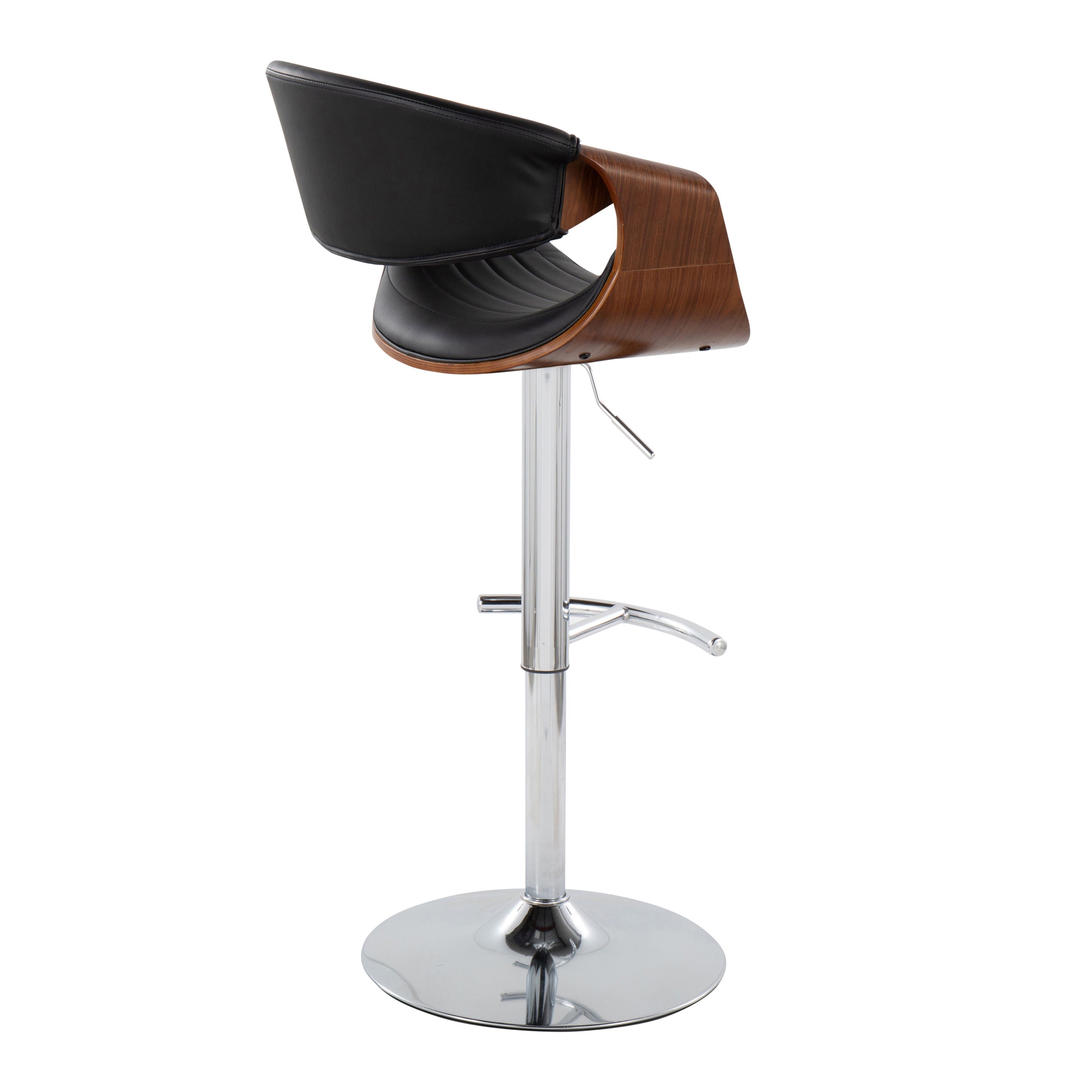 Symphony - Mid Century Modern Adjustable Barstool &amp; Swivel With Rounded T Footrest (Set of 2)