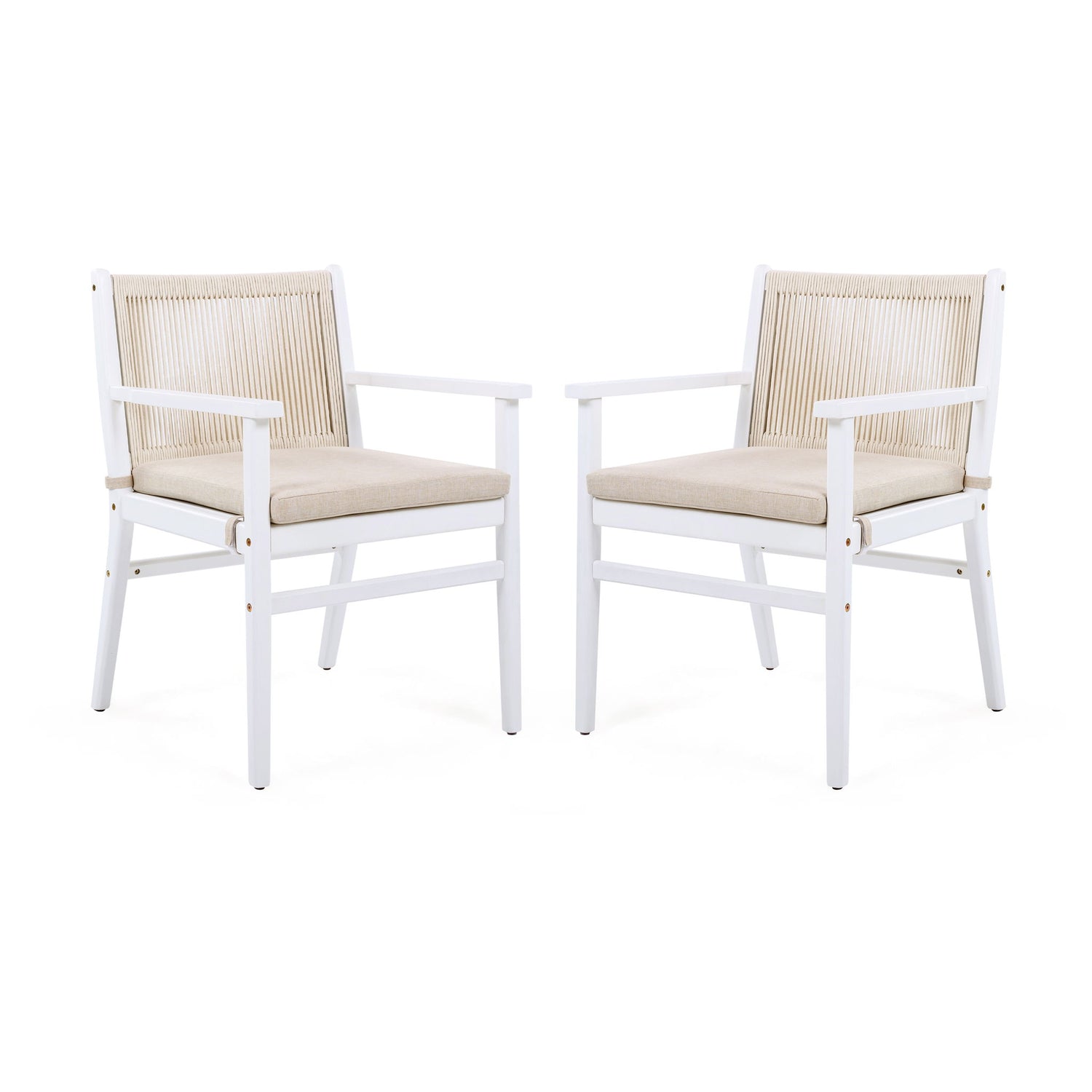 Outdoor Acacia Wood Patio Dining Armchair (Set of 2)