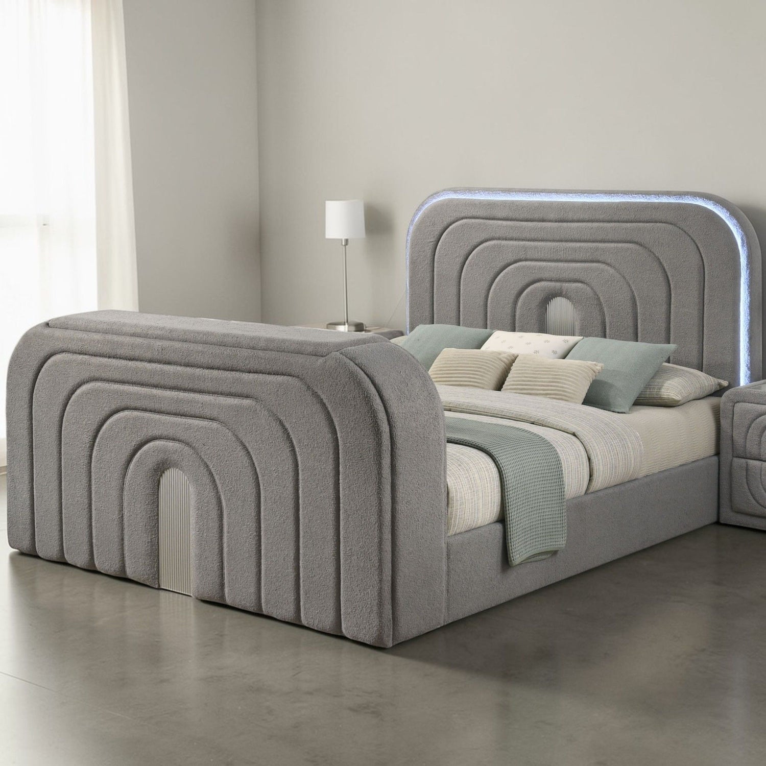 Shelyn - Bed With LED, TV Stand, Fireplace &amp; Bluetooth