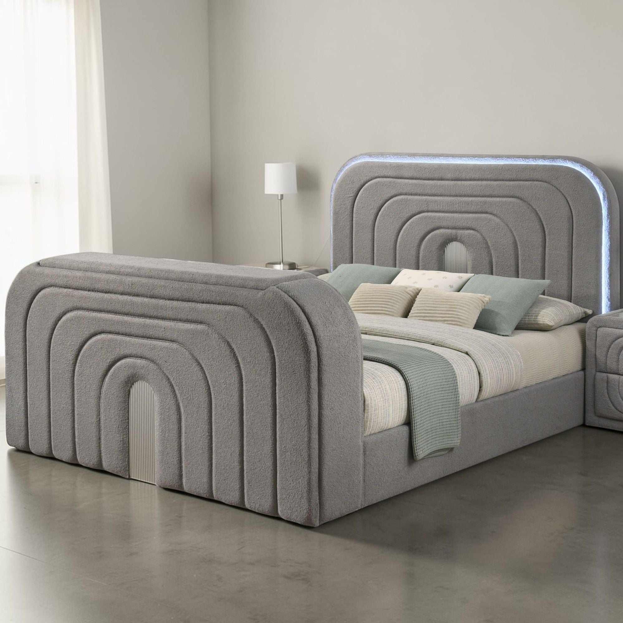 Shelyn - Bed With LED, TV Stand, Fireplace &amp; Bluetooth