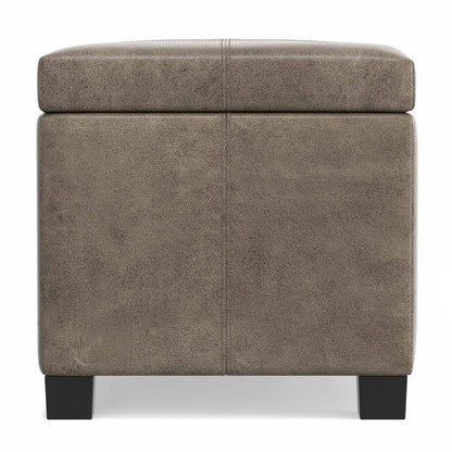 Dover - Storage Ottoman In Smoky Leather With Lift Up Storage - Brown