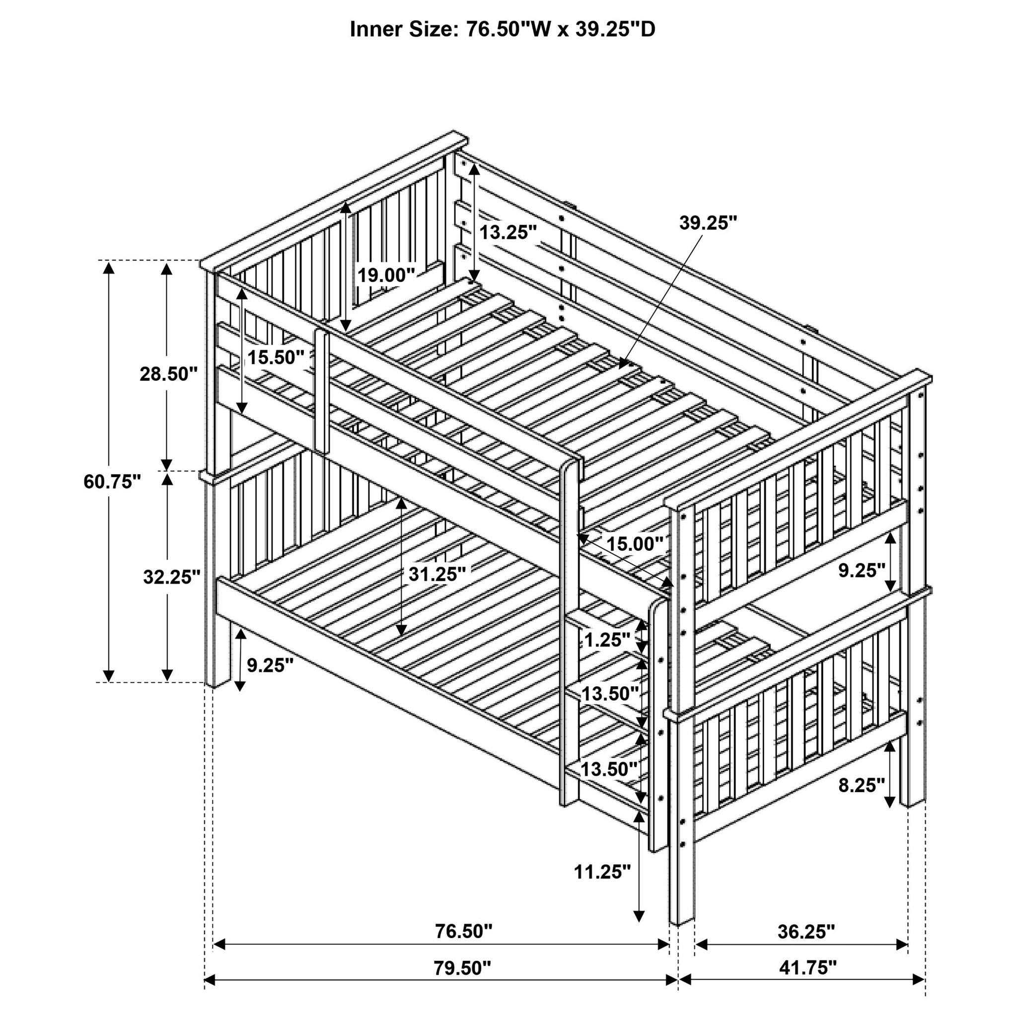 Madison - Twin Over Twin Bunk Bed With Slatted Design - White