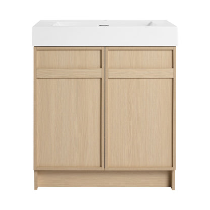 Freestanding Bathroom Vanity With Resin Sink &amp; Soft Close Cabinet Doors