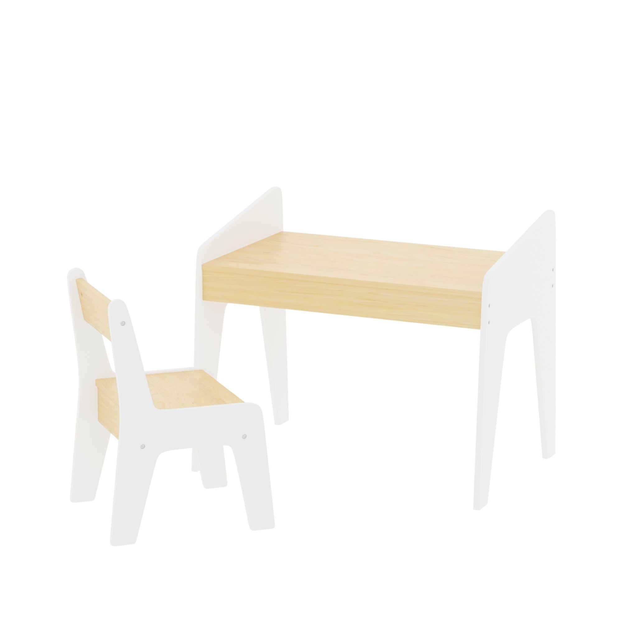 Table Set With 1 Chair, Children Study Table For Ages 2 - 8 - White