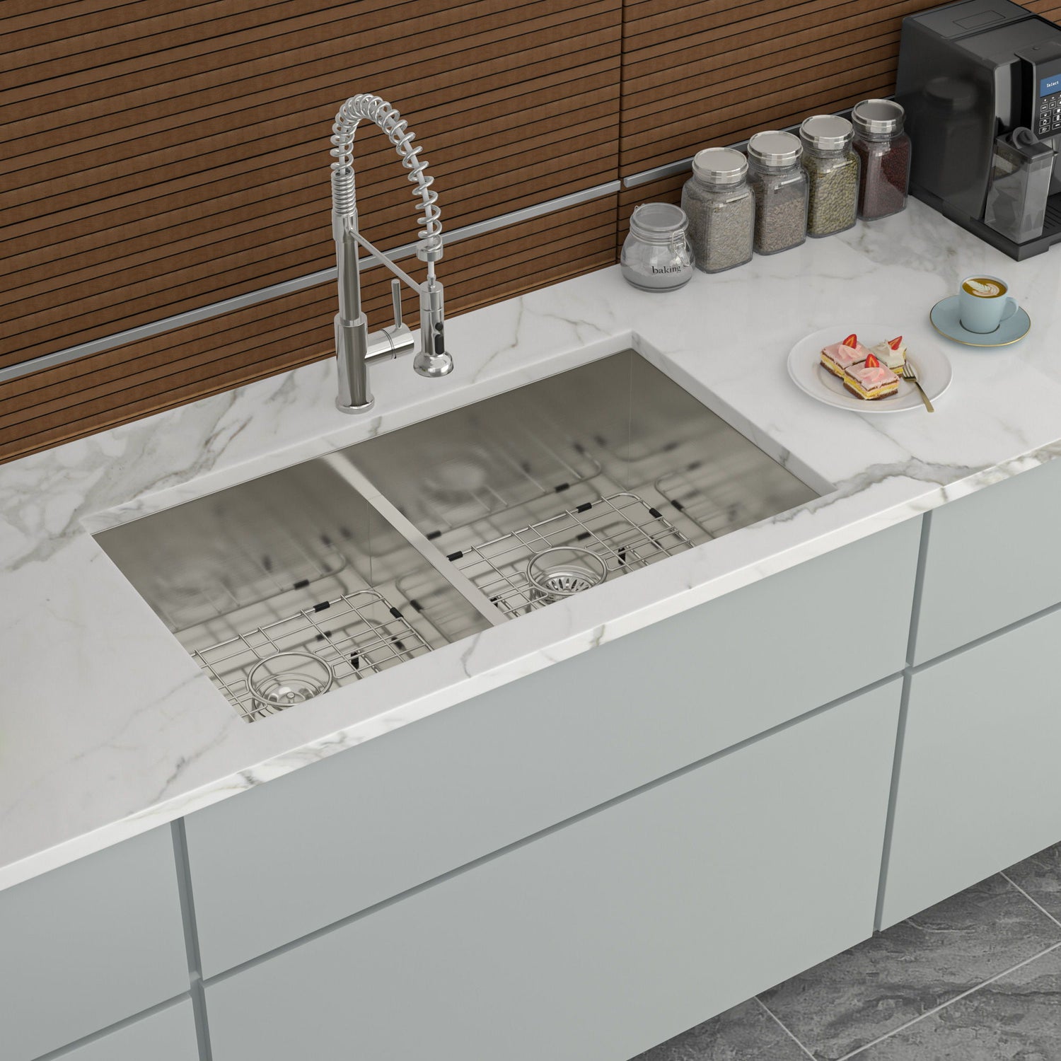 Modern Double Bowl Undermount Sink Design With 10&quot; Deep Basins