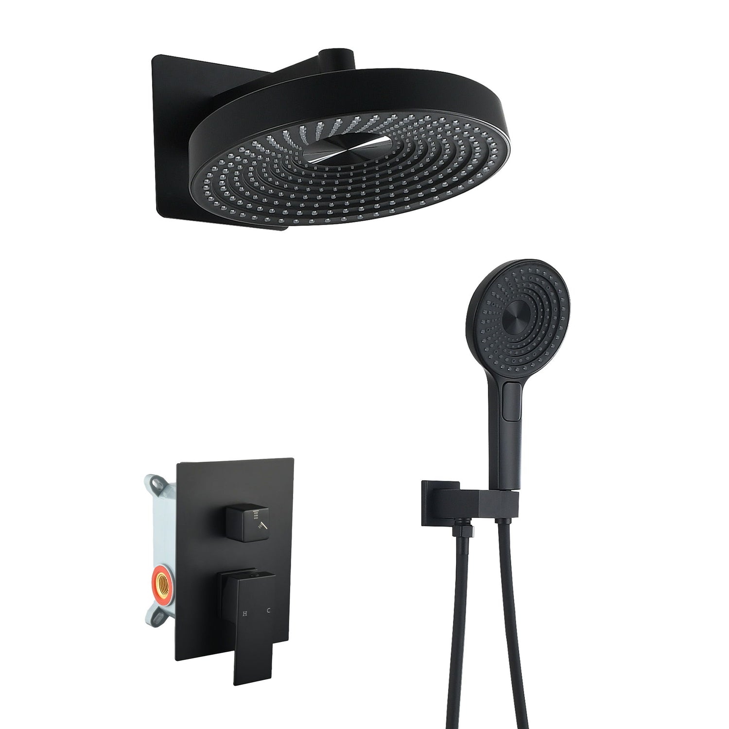 Concealed Shower System 2 Function Set With Control Valve - Matte Black