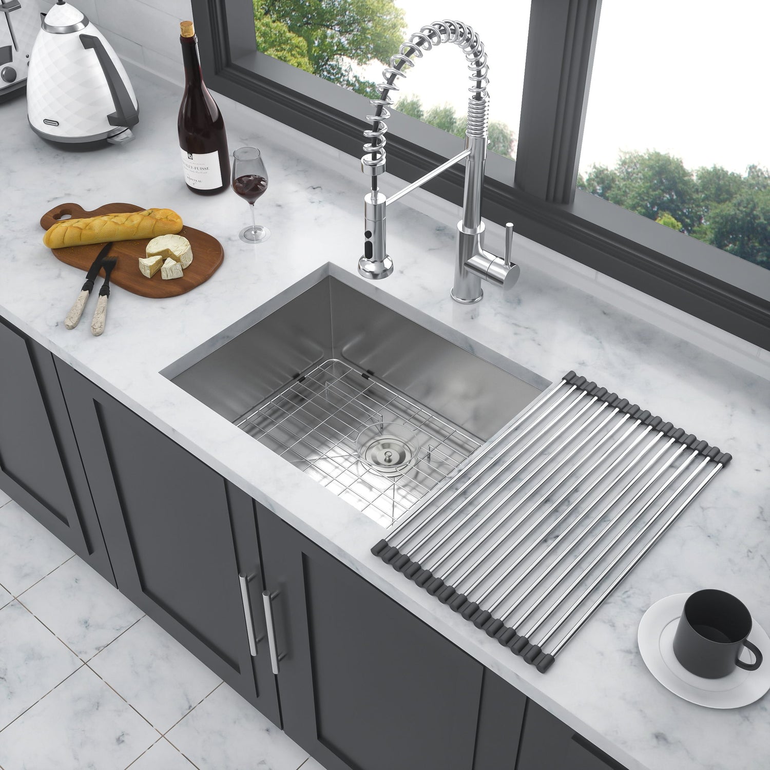 Modern Undermount Stainless Steel Kitchen Sink 16 Gauge, Deep Single Bowl