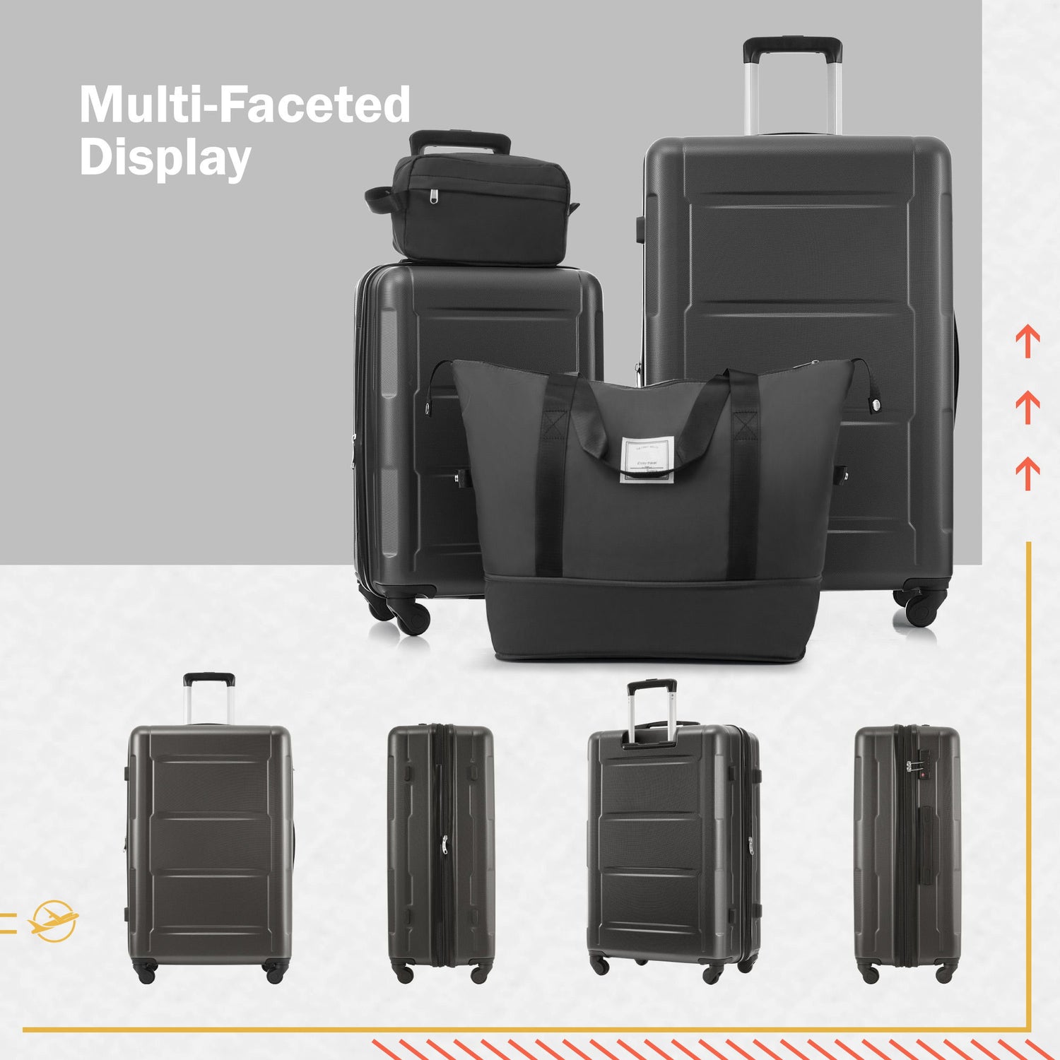 2 Piece Luggage Set With Bags Expanable Spinner Wheels ABS Lightweight Suitcase With Tsa Lock 20&quot; / 24&quot;