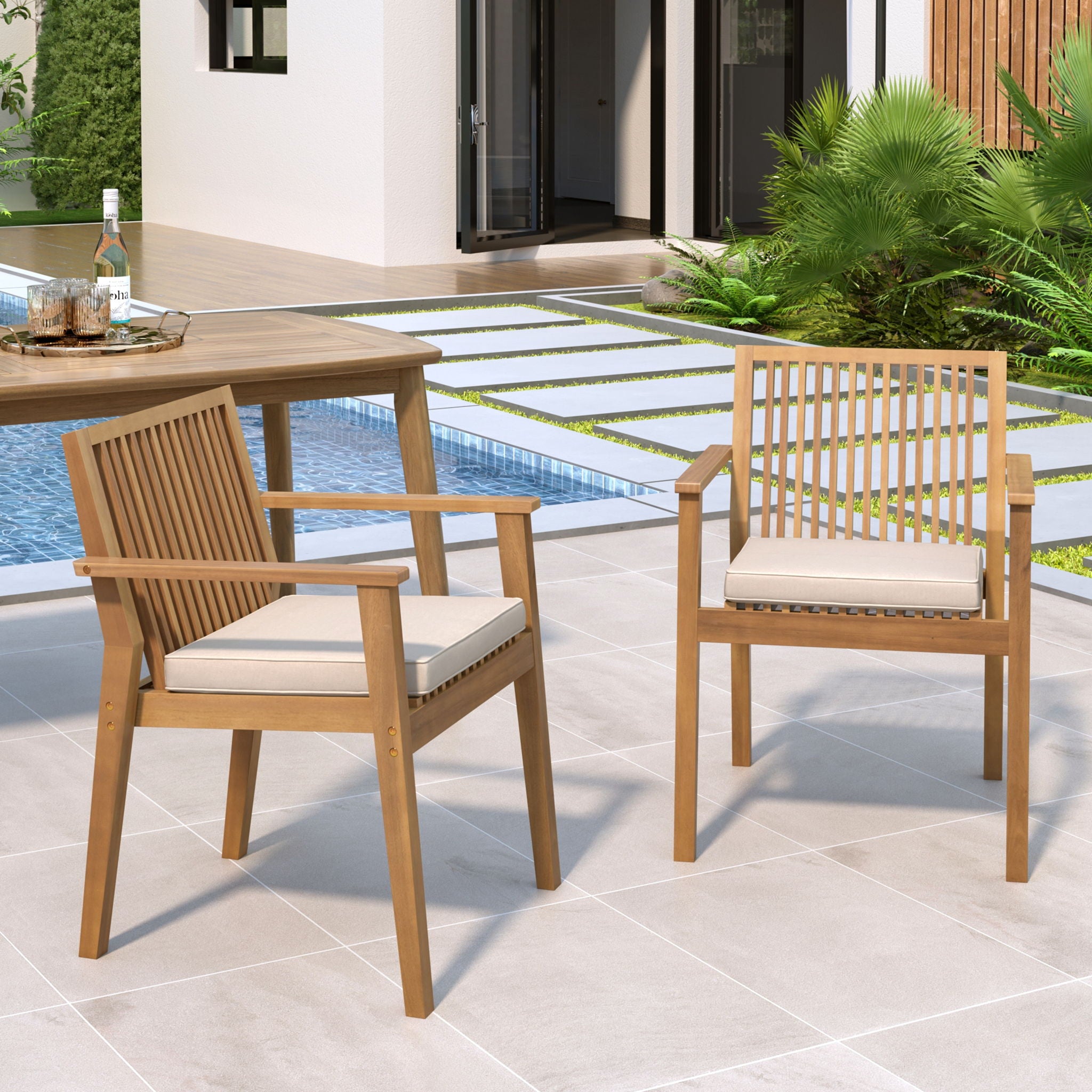 Patio Dining Chair, Comfortable Waterproof Seating (Set of 2)