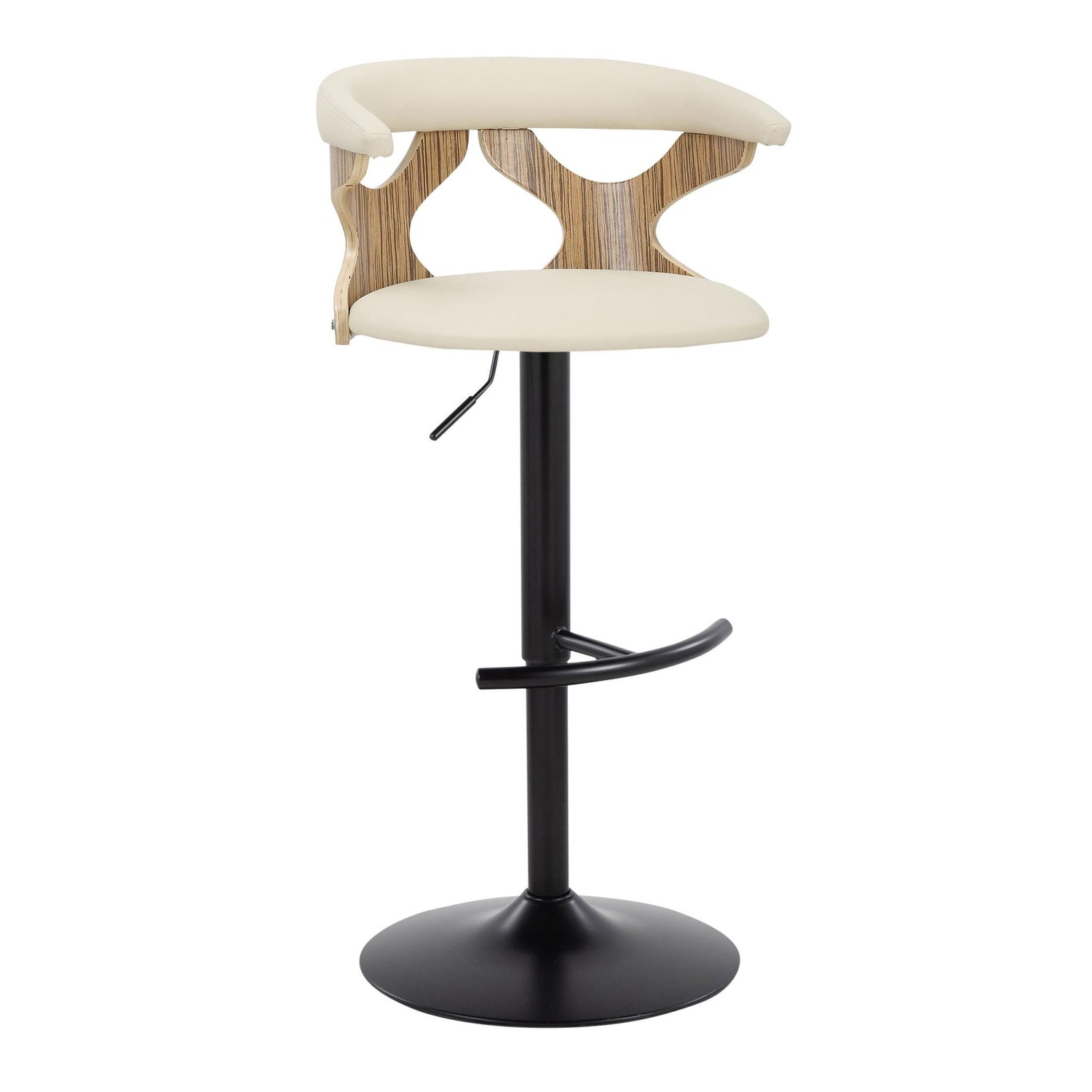 Gardenia - Contemporary Adjustable Barstool &amp; Swivel With Rounded T Footrest (Set of 2)
