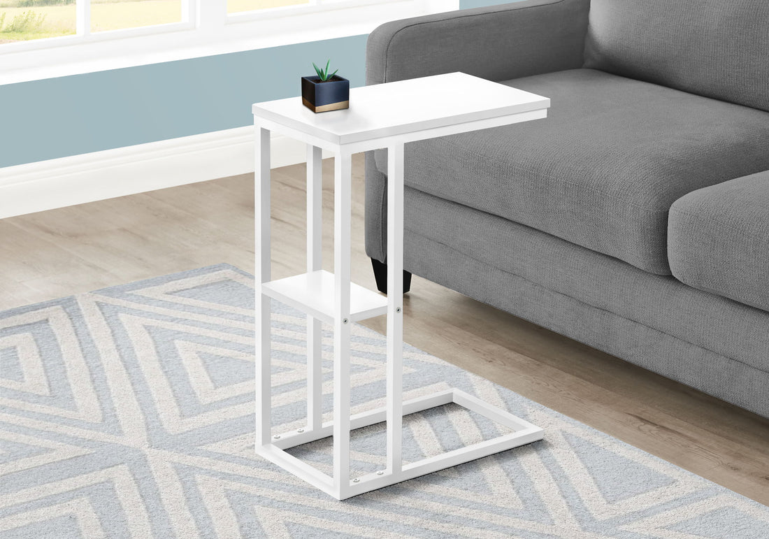 Accent Table, C - Shaped, Marble Look Contemporary &amp; Modern Convenient Design