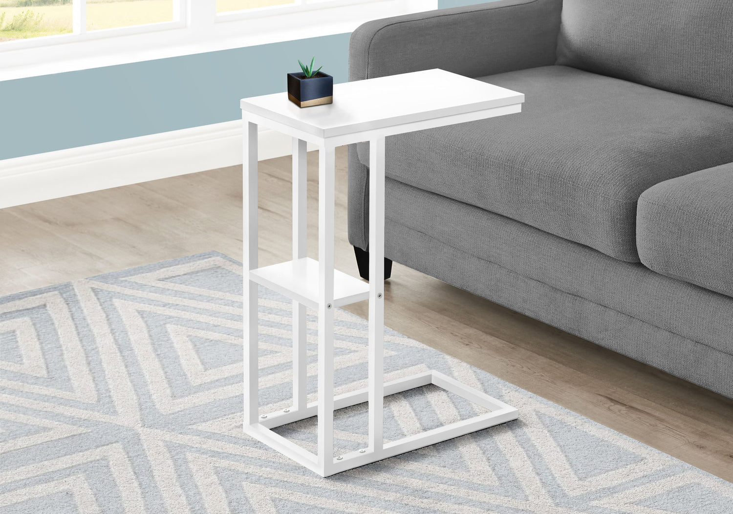 Accent Table, C - Shaped, Marble Look Contemporary &amp; Modern Convenient Design