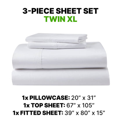 Sheet Set Luxurious Supima Cotton, Wrinkle Resistant, Breathable, With 2 Ghostgrip Band