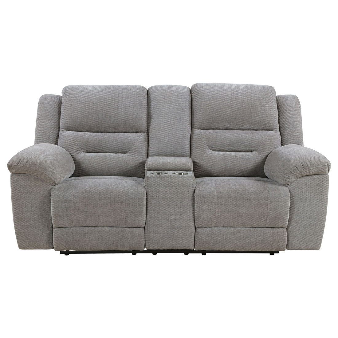 Sebring - Upholstered Manual Reclining Loveseat With Center Storage Console - Gray