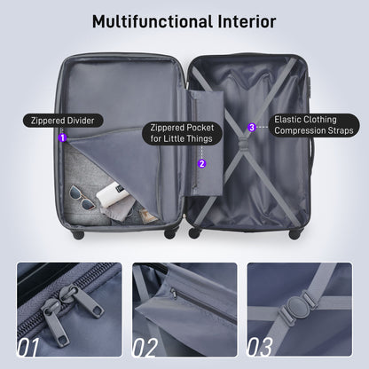 Hardshell Luggage Sets 24&quot; Bag Spinner Suitcase With Tsa Lock Lightweight