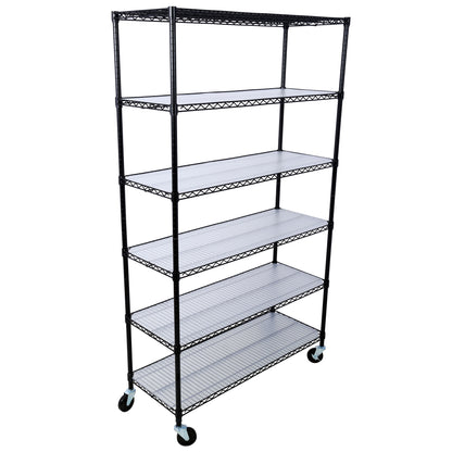 6 Tier 6000Lbs Capacity Nsf Metal Shelf Wire Shelving Unit, Heavy Duty Adjustable Storage Rack With Wheels &amp; Shelf Liners For Commercial Grade Utility Steel Storage Rack